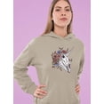 thumbnail image 2 of Unicorn Skull W Flowers Hoodie Women -Smartprints Designs, Female Large, 2 of 4