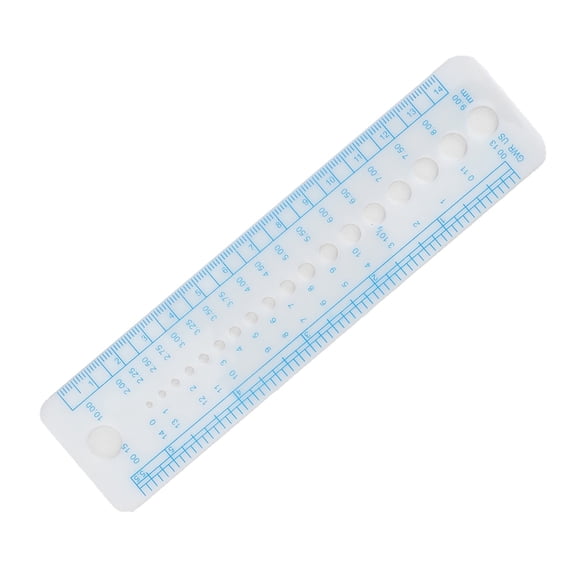KUMHONW 1PCS Plastic Knitting Needle Gauge Ruler Needle Sizer INCH CM Ruler Sewing Ruler Metric Measure Tool for Sewing or Student Learning (Blue)