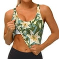 thumbnail image 4 of Fotbe Lilies Flowers Pattern Womens' Sports Bra Longline Wirefree Padded with Medium Support Sports Moisture-Wicking Workou Vest,Tank Top-X-Large, 4 of 9