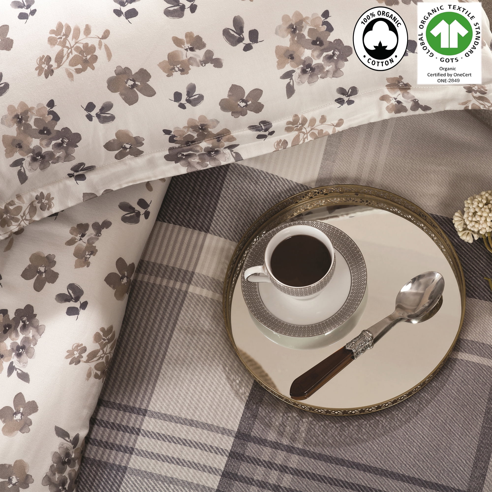 Madras Wrinkle Resistant Reversible Print 100% Organic Cotton Sham Set of 2