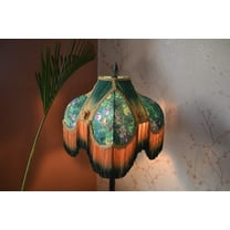 BespokeByNikita Victorian Vivien Secret Garden Silk & Chiffon Green Lamp Shade