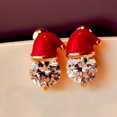thumbnail image 2 of DELYSIA KING Pendientes elegantes de cristal de aleación con forma de sombrero de Papá Noel navideño, 2 of 4