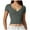 Gray, variant on Lixiuxyad Women's Short Sleeve T Shirts Double Lined Button Up Slim Fit Crop Top Going Out Tops Loose Fit,Black L