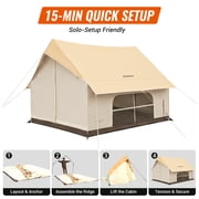KingCamp Camping Tent, Glamping Tent, 6-10 Person Camping Tent with Skylight, Air Conditioner Port & Stove Jack, 2 Doors and 2 Windows, Large Tent for Family Camping, Waterproof & Easy Setup