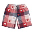 thumbnail image 5 of Wukai Heart Plaid Print Beach Trunks with Compression Liner Swimsuit Quick Dry Beach Sports Shorts with Pocket-Small, 5 of 8
