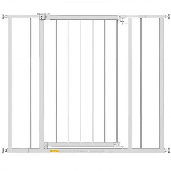 BORGEBY 36”Tall Dog Gate, Fits 28.5”-39.7” Wide Openings,Adjustable Safety Pets Gates for Stairs & Doorways,White