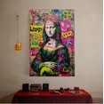 thumbnail image 5 of 1pc Graffiti - style Mona Lisa Canvas Wall Art with Crown, Colorful and Urban - themed Framed Decor room hanging Wall Picture Decor for Home Gifts, living room, bathroom, bedroom, kitchen wall art, 5 of 8