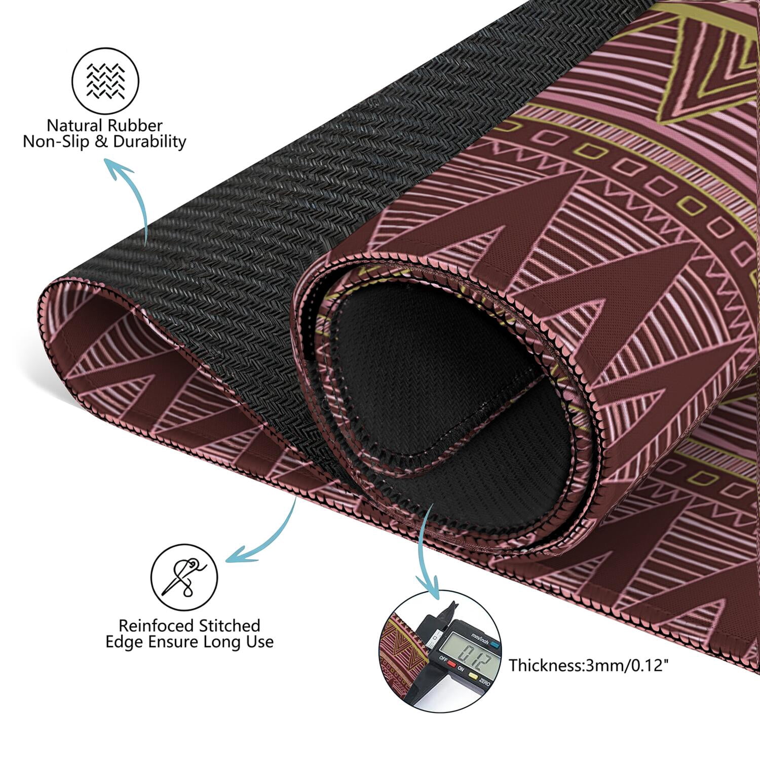 Square Bohemian Pattern Mahjong Mat 31.5 Inches Made of Premium Rubber with Anti-Slip Non-Slip Properties and Noise Reduction for Card Games