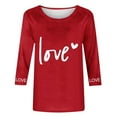 thumbnail image 5 of Craaazy Fashion Women's Valentines Cozy Round Neck Tops 3/4 Sleeve Casual Shirts Gifts, 5 of 5