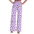 thumbnail image 5 of Lenpel Pajama Pants for Women Elastic High Waisted Drawstring Heart Printed Wide Leg Lounge Pants Comfy Casual Pj Bottoms(Purple,Small), 5 of 5