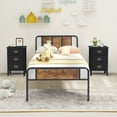 thumbnail image 1 of VECELO 3-Piece Bedroom Sets Metal Bed Frame and 2 Nightstands, 1 of 7