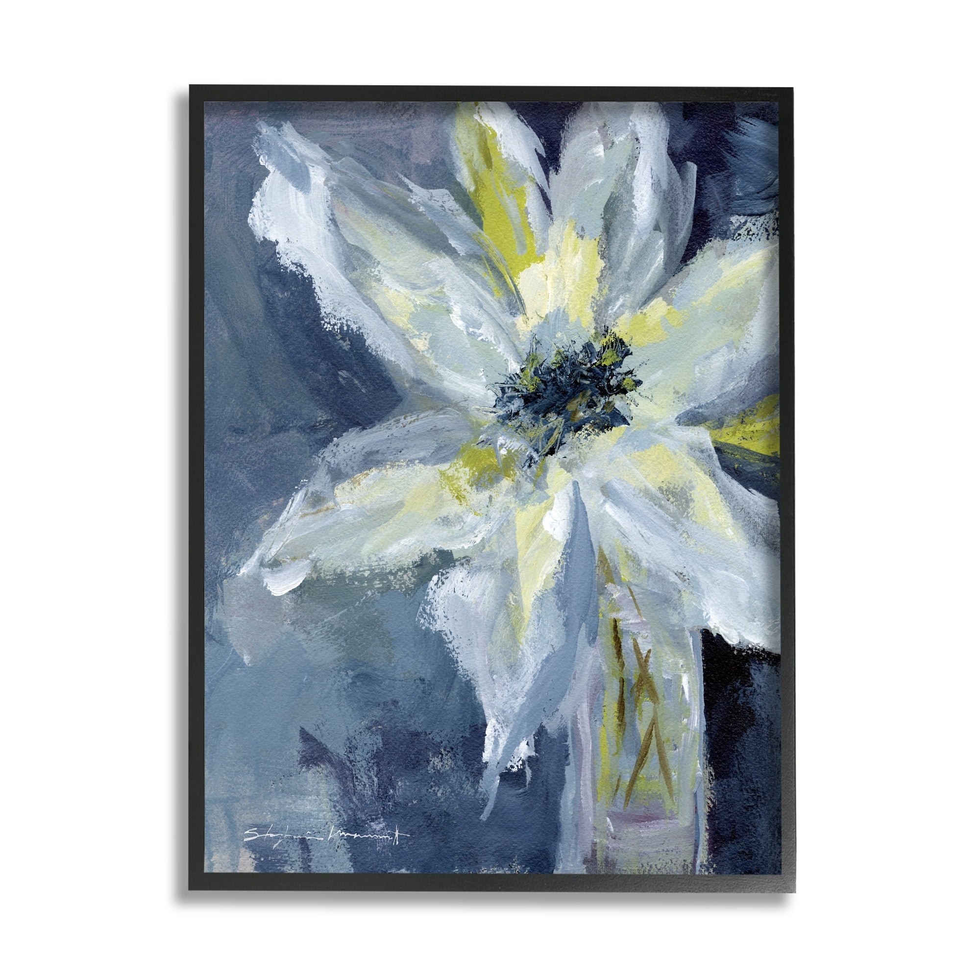 Stupell Industries Abstract Blooming Lily Flower Soft Blue Yellow Petals, 16 x 20, Design by Stephanie Workman Marrott
