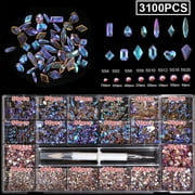 ROZYARD Glass Nail Rhinestones Crystal Nail Gems Stones Multi Shapes Gem Nail Decoration