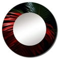 thumbnail image 2 of Designart "Monochromatic Photo Of Red Palm Trees" Palms & Palm Trees Red Large Round Mirror - Round Bedroom Mirror Wall Decor - Traditional Round Printed Mirror - 29" x 29", 2 of 6
