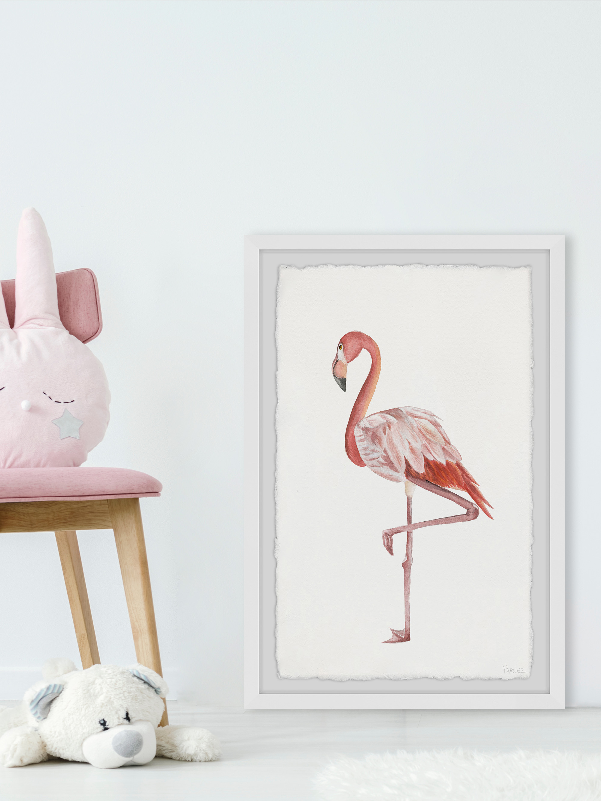 Parvez Taj Dashing Flamingo Stand Framed Wall Art