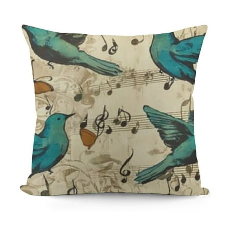 

Yzllo0ord Teal Birds Musical Note Printing Throw Pillow Covers Bedding Throw Pillows Decorative Throw Pillow Covers Square Cushion Throw Pillow for Livingroom Bedroom Home Decor 18x18in