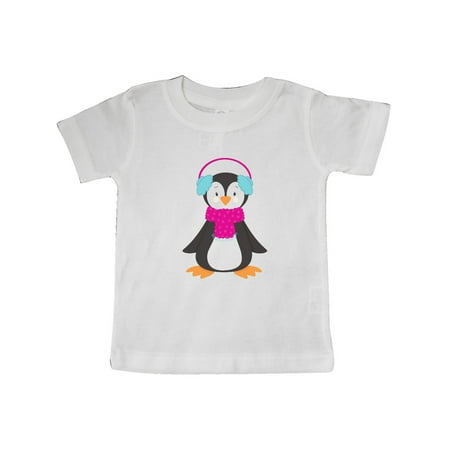 

Inktastic Cute Penguin Penguin With Ear Warmers Scarf Gift Baby Boy or Baby Girl T-Shirt