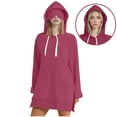 thumbnail image 2 of nerohusy Long Tunic Hoodies for Women with Designs Comfort Hoodie Airplane Mode Travel Hoodie with Built-in Eye Mask Pockets Sweatshirts Wine,M, 2 of 9