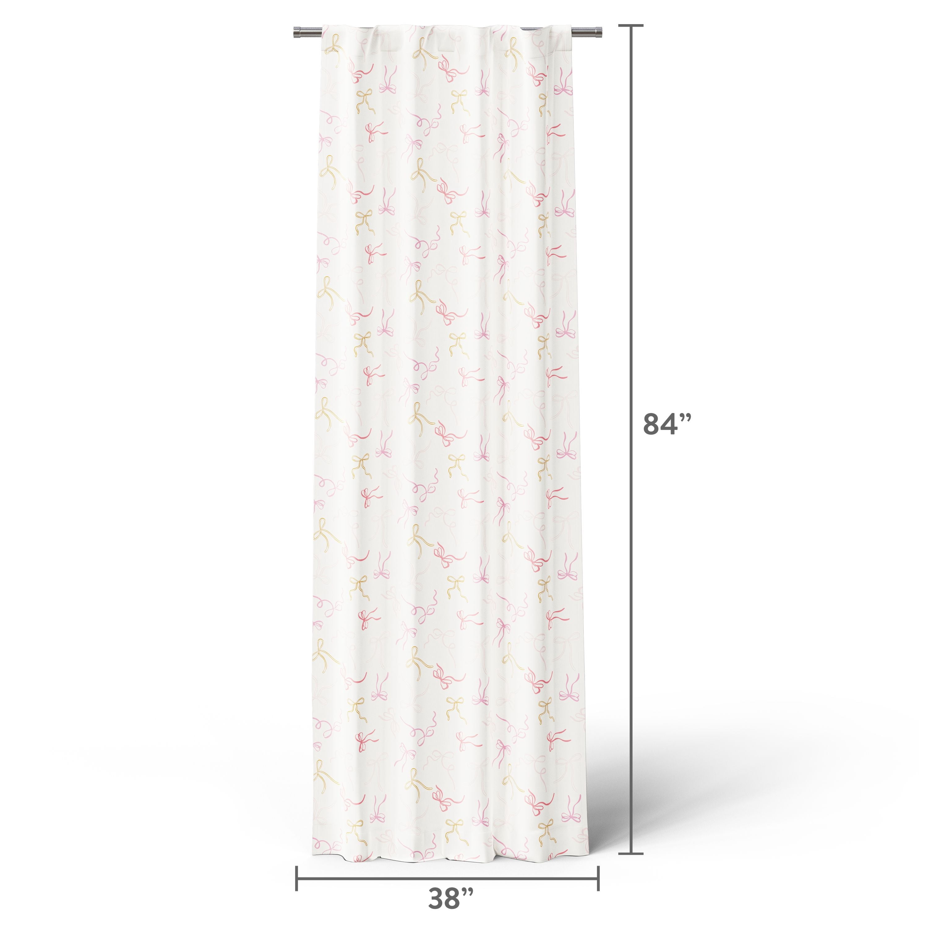 Mainstays Kids Pink and Yellow Ribbon Printed Blackout Rod Pocket with Back Tabs Single Curtain Panel, Set of 1, 38" W x 84" L