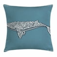 thumbnail image 1 of Nautical Decor Throw Pillow Cushion Cover, Ethnic Whale Fish with Totem Symbol Kitsch Paisley Pattern, Decorative Square Accent Pillow Case, 18 X 18 Inches, Slate Blue White, by Ambesonne, 1 of 2