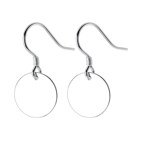 Circle Round Disc Dangle Hook Earrings Sterling Silver Coin Drop Studs Hoop for Women