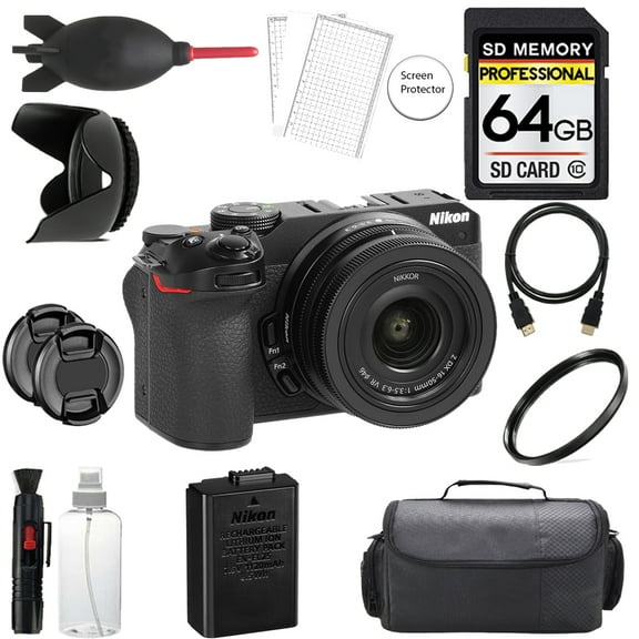 Nikon Z30 Mirrorless Camera  16-50mm Lens   64GB   Bag  UV Filter- Basic Kit (International Version)
