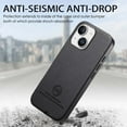 thumbnail image 4 of Designed for iPhone 15 Plus Classic Case, Slim Leather Luxury Business PU Non-Slip Texture Grip Shockproof Bumper Protective Phone Cover Men Women For iPhone 15 Plus,Black, 4 of 8