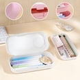 thumbnail image 4 of SLYNSHome Plastic Pencils Case Double Layer Large Capacity Pencil Box,White Hard Pen Case with Snap-tight Lid for Office Supplies Storage Organizer, 4 of 6