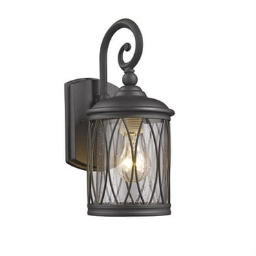 13 in. Lighting Dinadan Transitional 1 Light Black Outdoor Wall Sconce - Textured Black