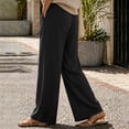 thumbnail image 4 of FAIWAD Linen Pants Women Wide Leg Palazzo Pants Drawstring Elastic Waist Casual Beach Vacation Travel Trousers with Pockets, 4 of 8