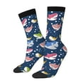 thumbnail image 1 of Balery Colorful Cartoon Shark Calcetas Largas con Estampado para Hombre y Mujer – Suaves y Transpirables, Talla Única (US 5-11), 1 of 6