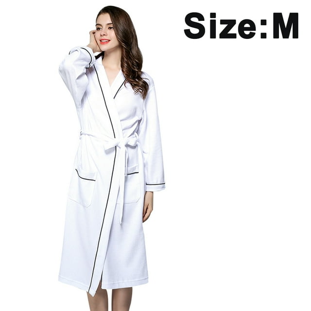 Nightgown Robe Soft Absorbent Lightweight Long Kimono Waffle Hotel/Spa Cotton Bathrobe