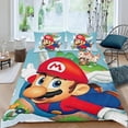 thumbnail image 2 of Super Mario Conjunto de sábanas temático, trío de piezas, cómodo y amigable con la piel, diseño único, regalo de decoración para el hogar para familiares, amigos y fans,135cm *200cm, 2 of 6