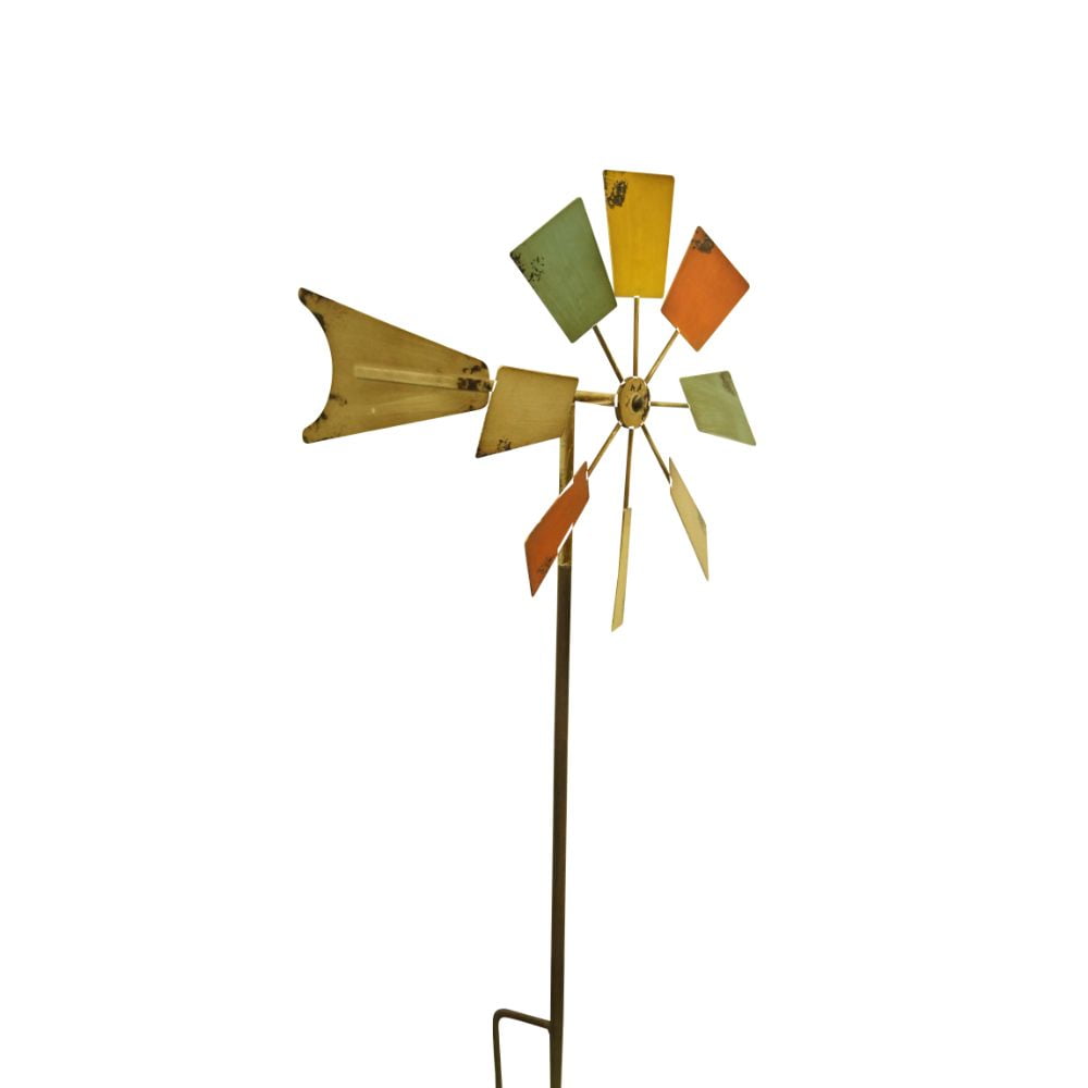 52 Inch Metal Windmill Stake Multi-Color by Benzara
