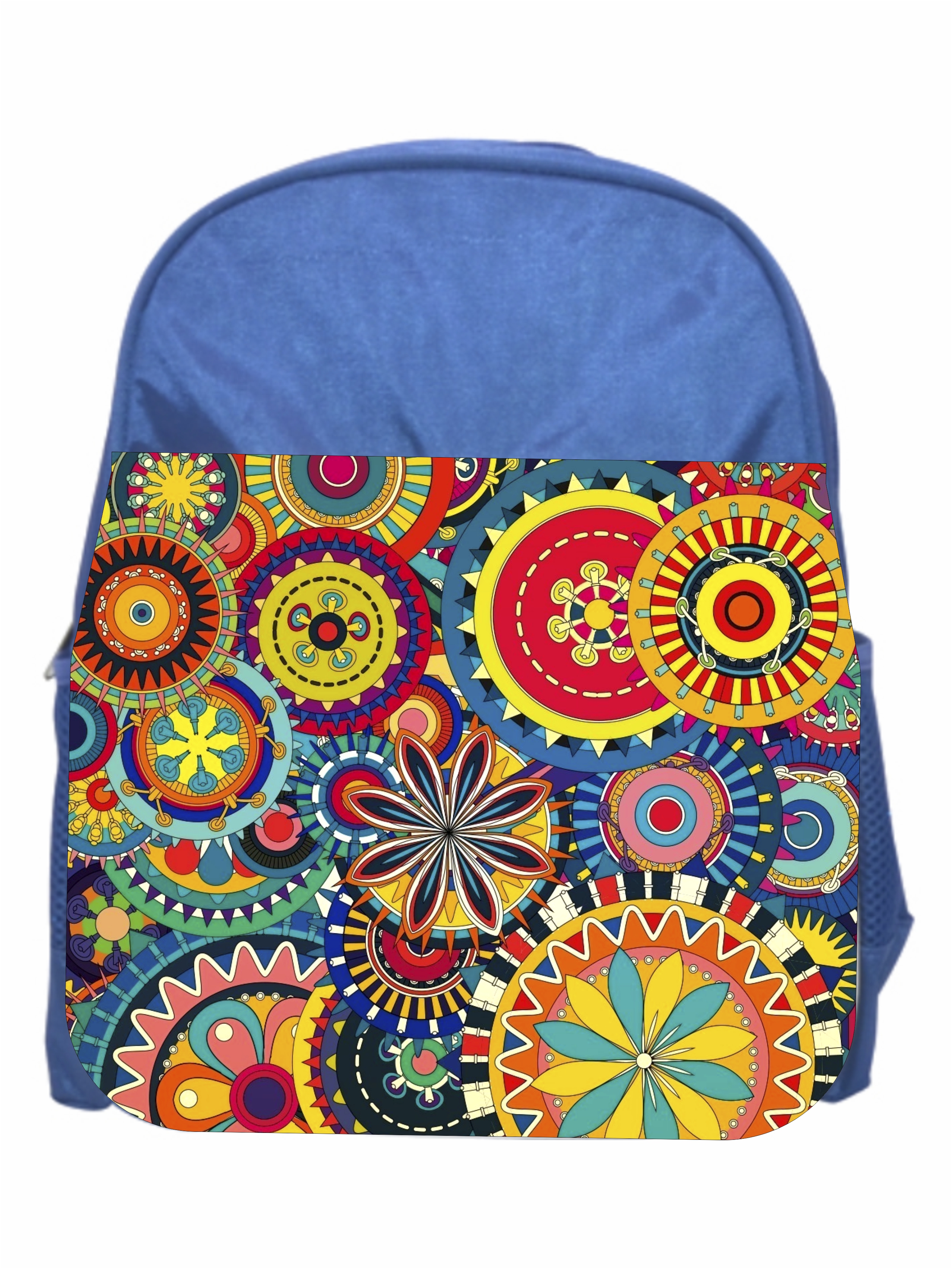 Flower Circles Girls Blue Preschool Toddler Kids Backpack & Lunch Box