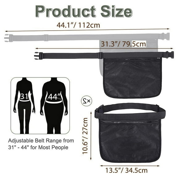 Tennis Ball Holder Adjustable Pickleball Mesh Waist Hip Ball Bag Pouch Carrier