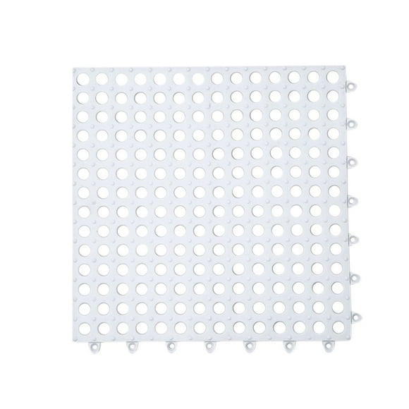 EIGTHTAIL Carreaux de Plancher Emboîtables 11.8”x11.8” avec Trous de Drainage PVC Souple Antidérapant Coussin de Douche Modulaire Emboîtable pour Drain Piscine Patio Balcon Chenil Grille de Plancher Volaille