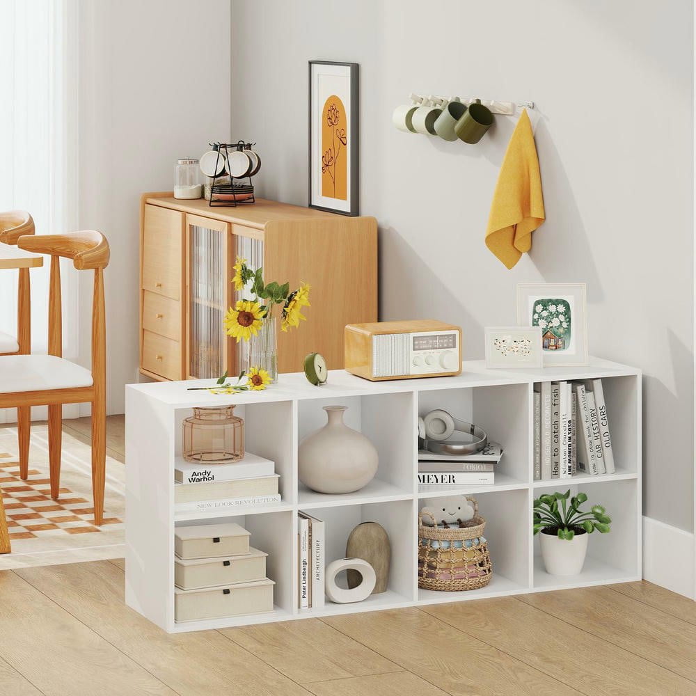 Resenkos 8-Cube Bookcase Bookshelf with 2 Anti-Tipping Kits - Storage Organizer, White