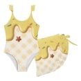thumbnail image 6 of Kids Girls Two Piece Tankini Swimsuit Ice Cream Pattern Ruffled Skirt Bottom Bathing Suit Resort Swim Wear Outfit 4-8 Years Yellow, 6 of 6