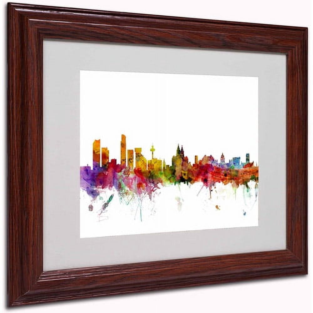 Trademark Fine Art "Liverpool England Skyline" Canvas Art by Michael Tompsett, Wood Frame