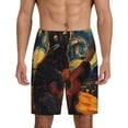 thumbnail image 1 of Fotbe Starry Night Cat Guitarist Pantalones Cortos de Pijama para Hombre, Ropa de Dormir, Pantalones de Pijama Cortos para Hombre-Large, 1 of 6