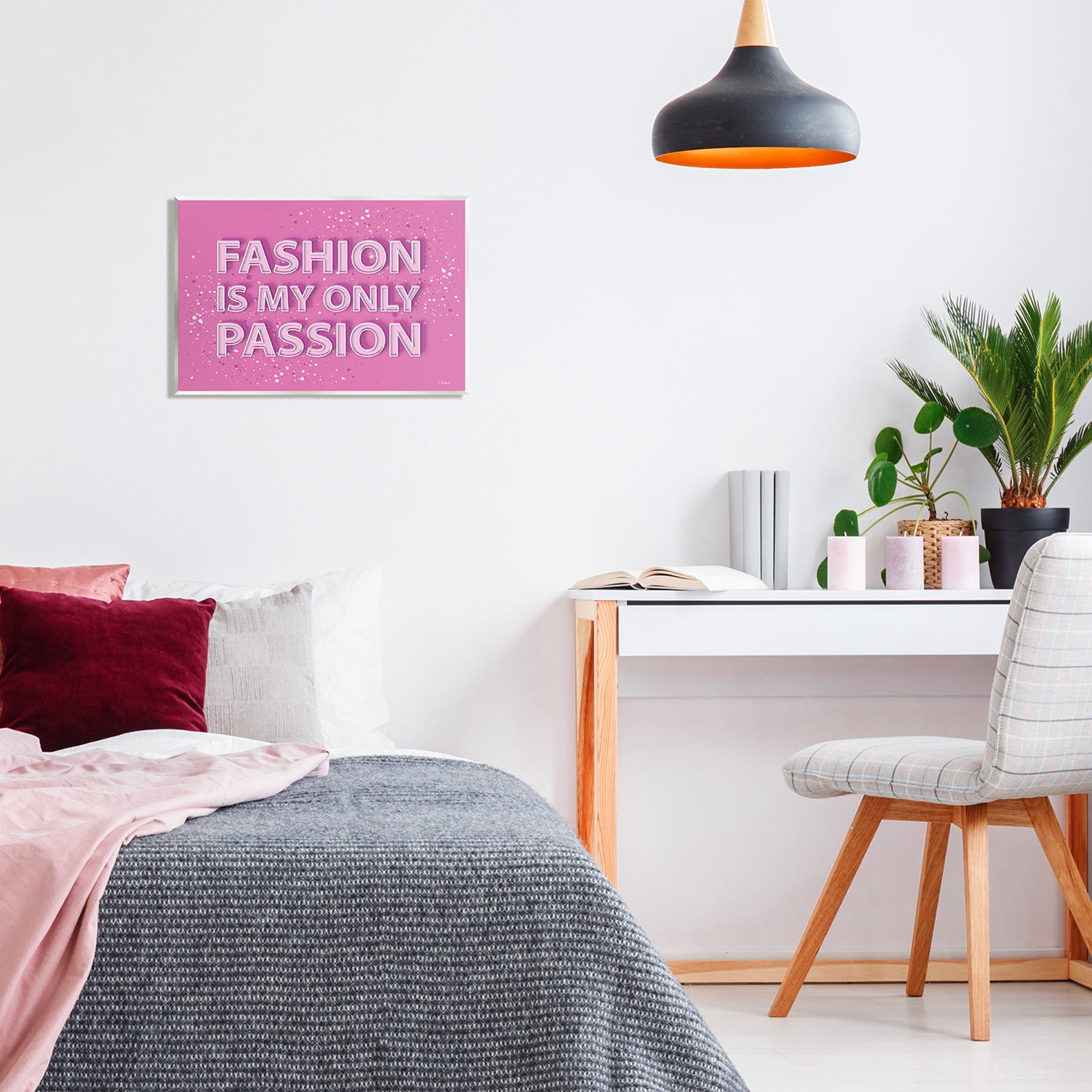 Stupell Industries Fashion is Passion Phrase Beauty & Fashion Painting Unframed Art Print Wall Art, 19 x 13