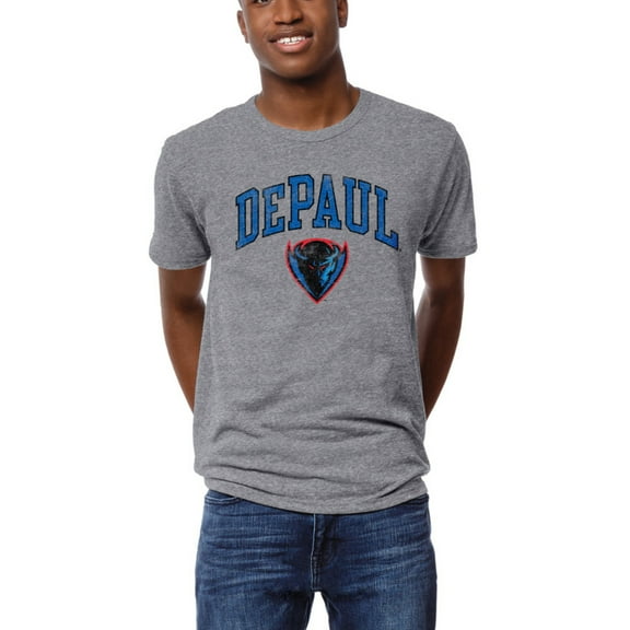 Men's League Collegiate Wear  Heather Gray DePaul Blue Demons  Arch Victory Falls Tri-Blend T-Shirt