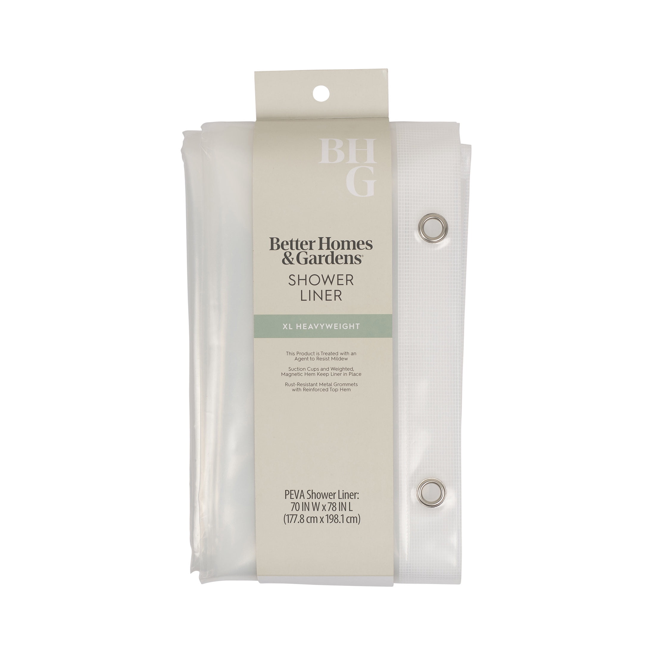 Better Homes & Gardens Extra Long Heavyweight PEVA Shower Liner, 70" W x 78" H, Clear