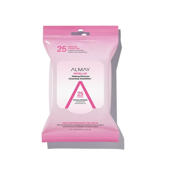 Almay Biodegradable Micellar Makeup Remover Cleansing Towelettes, 25 Count