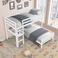 thumbnail image 5 of Loft Bunk Bed with Desk, Twin Loft Bunk Bed with Separate Platform Bed Frame and Shelves for Bedroom, White, LJ674, 5 of 9