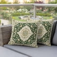 thumbnail image 4 of Vintage Ethnic Floral Pillow Covers 2 Pack Green Classical Bohemian Style Pillowcase Waterproof Outdoor Throw Pillow Cover for Patio Garden Square Cushion 16”x16”, 4 of 9