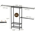 thumbnail image 6 of 2-in-1 Expandable Garment Rack & Closet System,Wall Mount or Standalone Metal Organizer (23.6"-106" W),3 Adjustable Rods and Shelves, 600LB Capacity for Home, 6 of 18