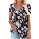 thumbnail image 2 of Puntoco Túnica De Verano Para Mujer, Cuello Redondo, Camisetas Con Estampado Floral, Blusa Casual De Manga Corta, Tops Plisados Con Dobladillo Con Volantes Puntoco Puntoco-1624, 2 of 8