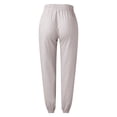 thumbnail image 2 of Pantalones de Lino de algodón Gibobby casuales cómodos sólidos con cintura elástica para mujer con bolsillos (Khaki, L), 2 of 5